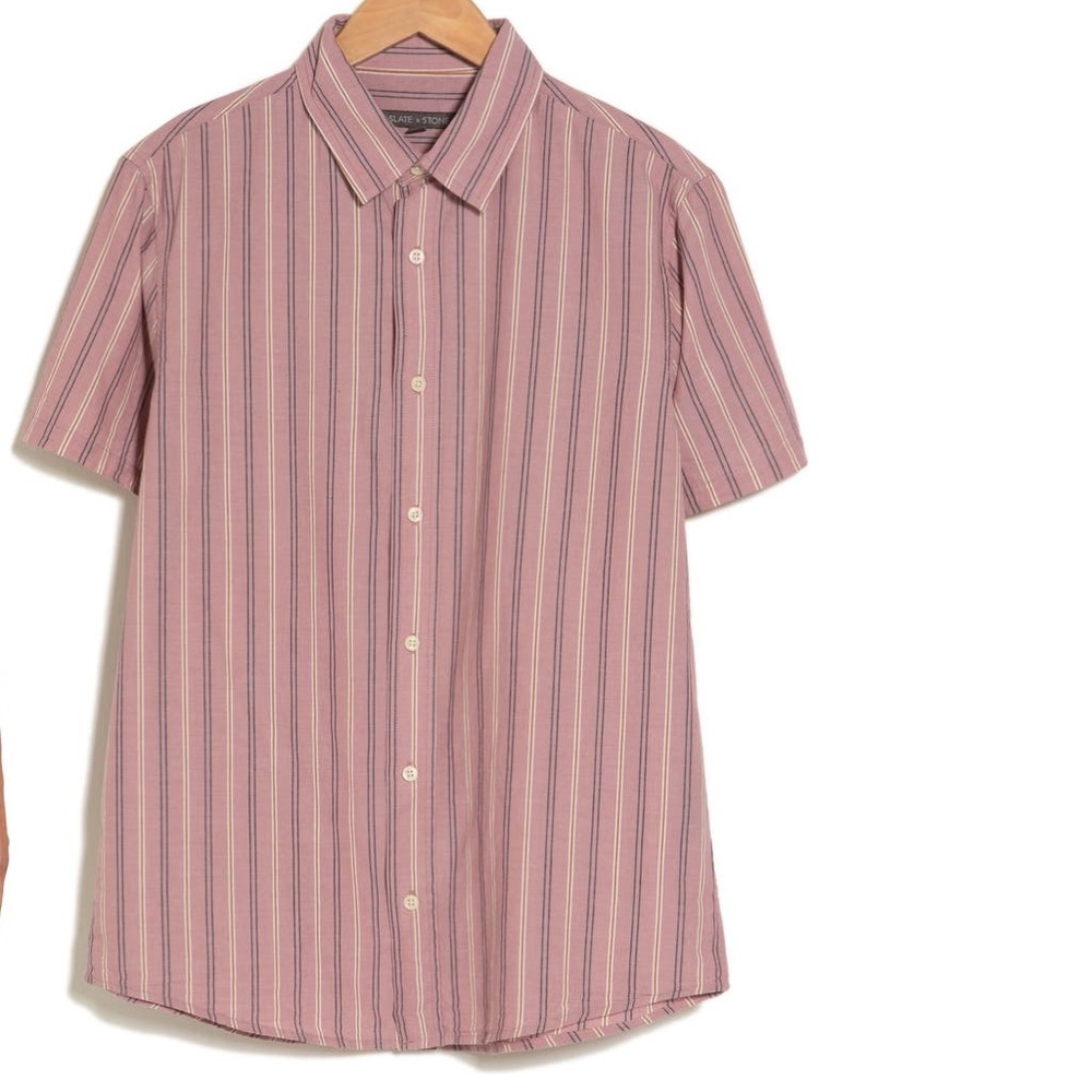 Men’s Slate & Stone Short Sleeve Stripe Button-Up Shirt. Slate and Stone. NWOT.